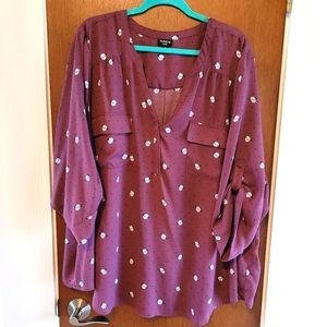 TORRID HARPER GEORGETTE PULLOVER 3/4 SLEEVE BLOUSE, Size 5, Pugs
